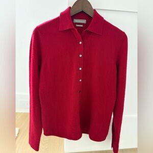Red Button-Up Cashmere Sweater